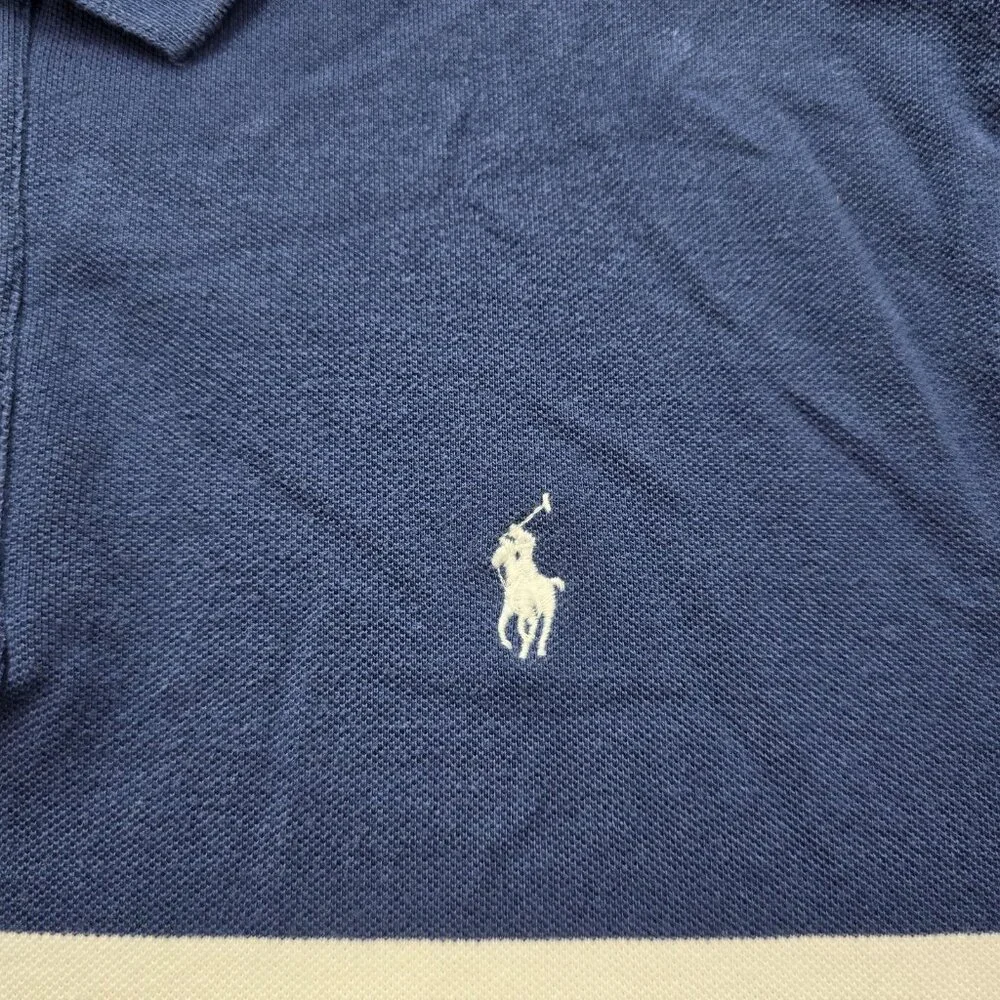 Polo Ralph Lauren Polo Shirt Mens Large Blue Striped Short‎ Sleeve Golf Preppy
